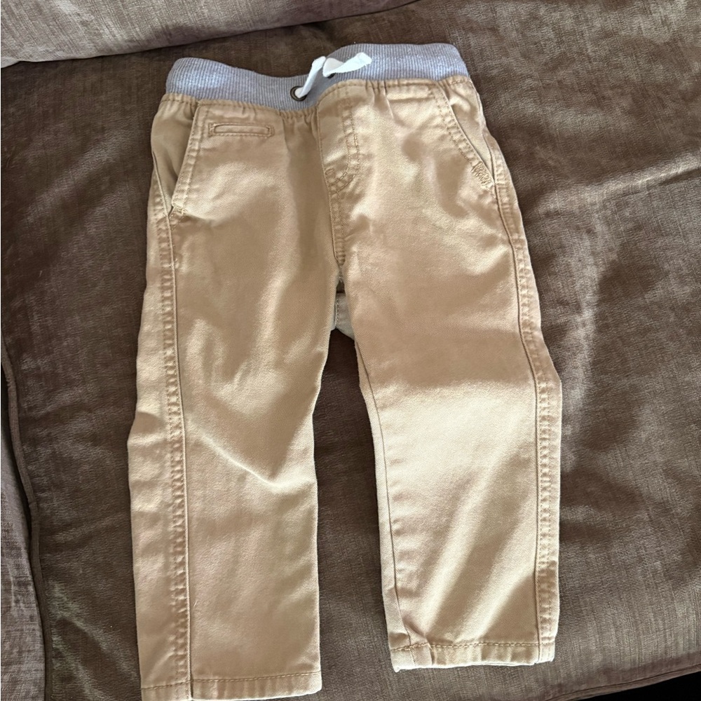 Cat & Jack Khaki Pants with Gray Knit Waistband